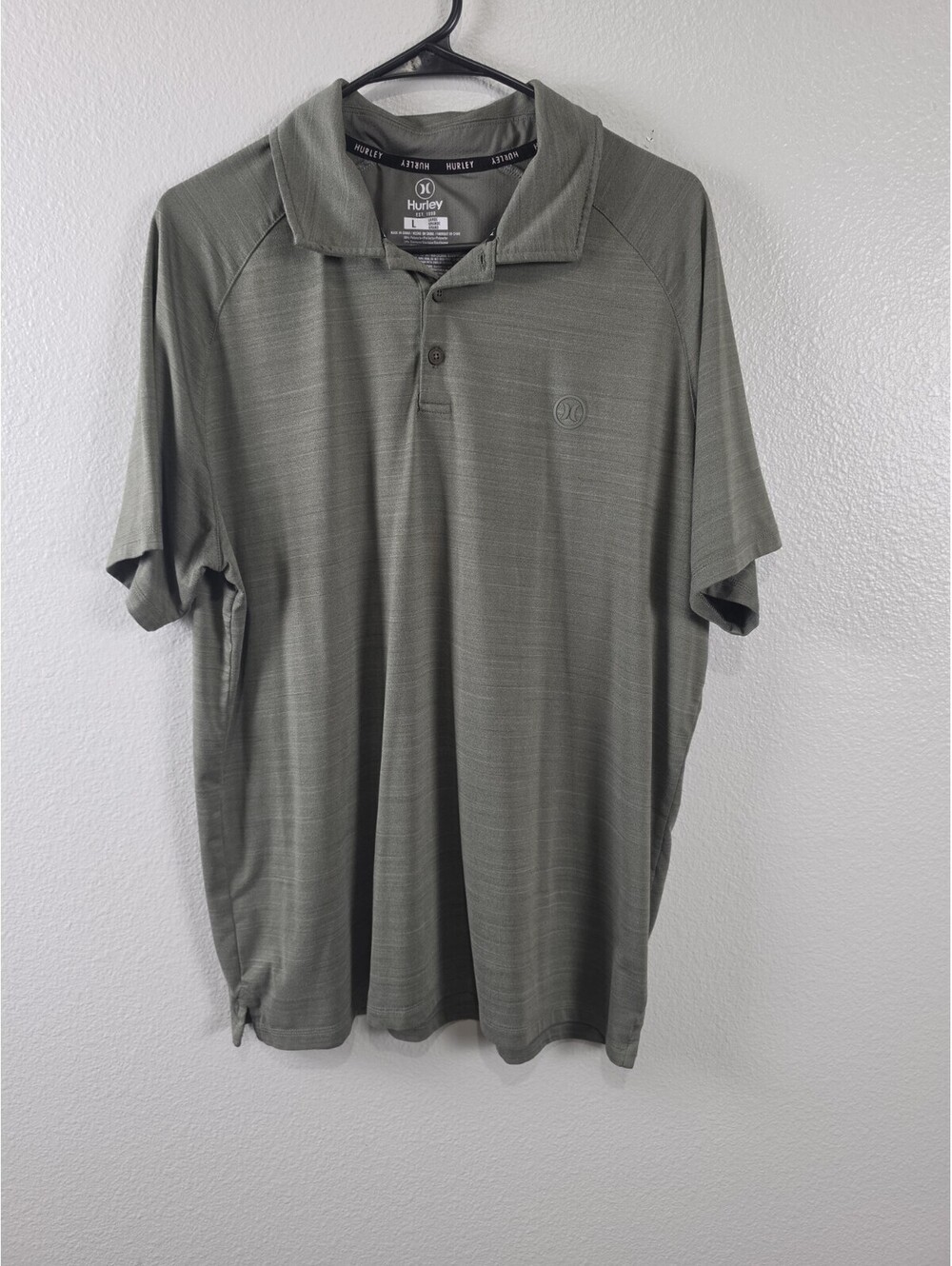 Mens Hurley Polo Grey Large Short Sleeve Casual Shirt